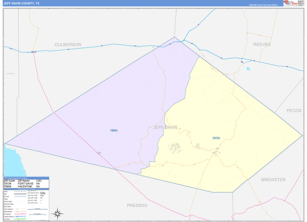Jeff Davis County, TX Zip Code Map
